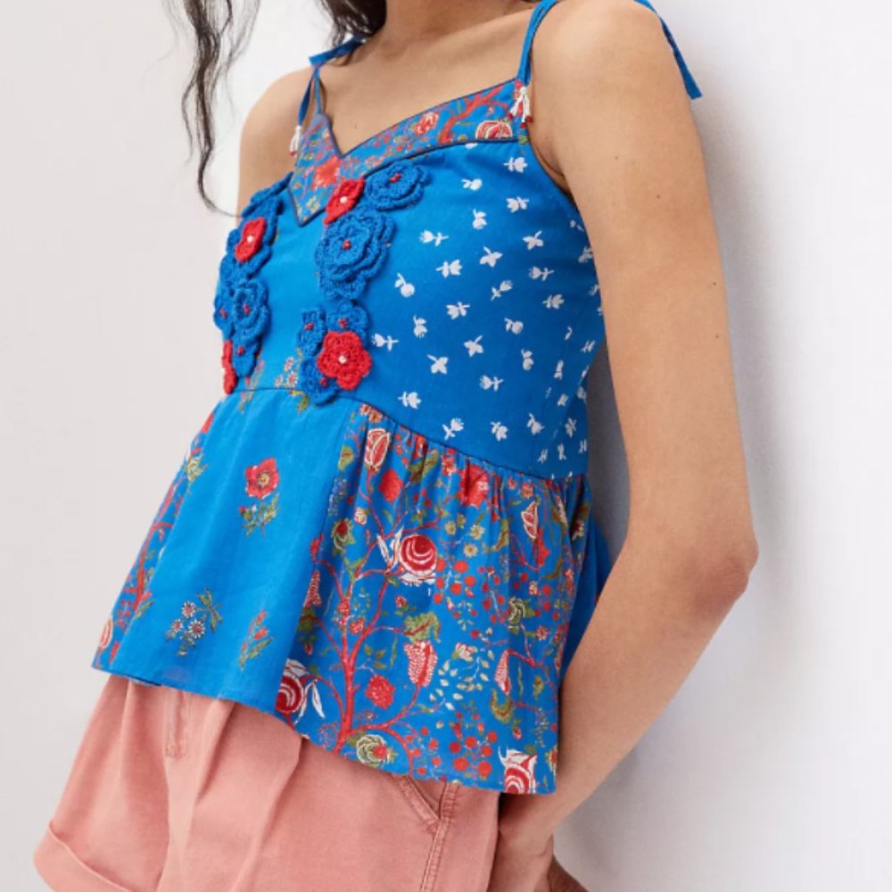 Anthropologie Floral Crochet Babydoll Tank NWT
